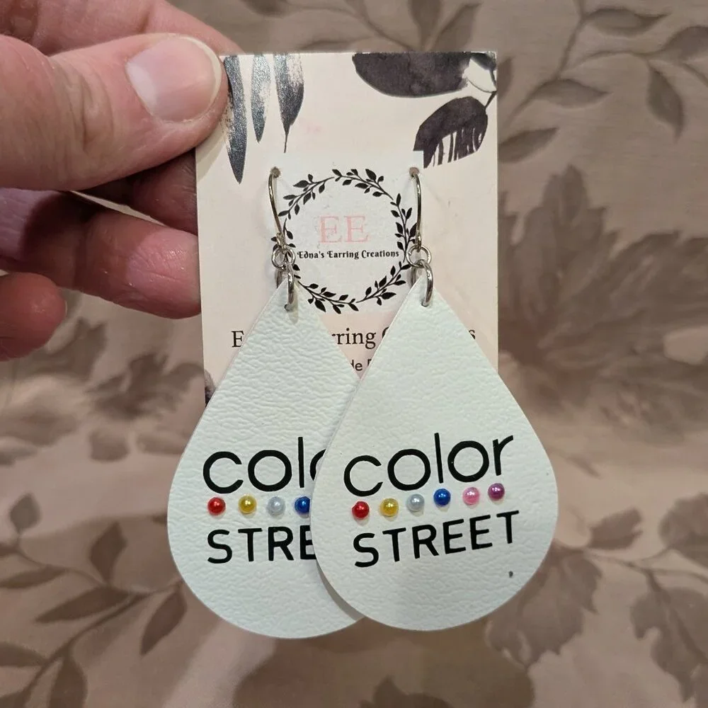 Color Street Leather Themed Dangle Earrings by Edna's Earring Creations, NWT!